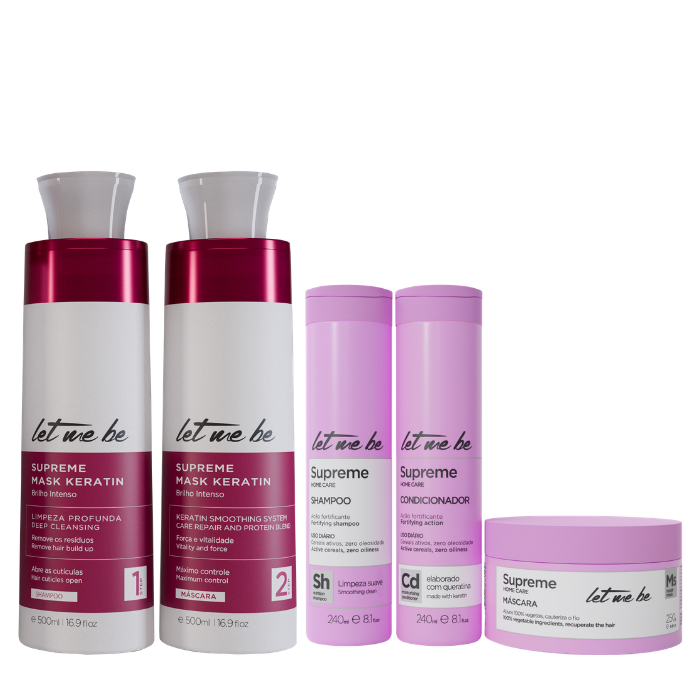 Kit de lissage suprême kératine | 2x500ml + kit suprême de soins à domicile | Post-progressif
