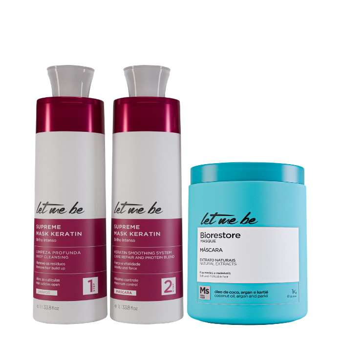 Kit de lissage suprême kératine | 2x1L + Biorestore Ultra Hydralizing Mask | 1 kg