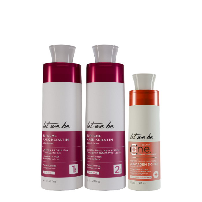 Kit de lissage suprême kératine | 2x1l + cautérisation Cauter One - Laissez-moi être | 500 ml