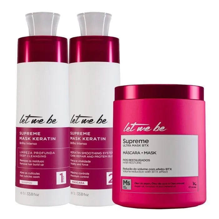Kit de lissage suprême kératine | 2x1l + btx suprême ultra masque | 1 kg