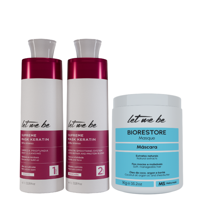 Kit de lissage suprême kératine | 2x1L + Biorestore Ultra Hydralizing Mask | 1 kg