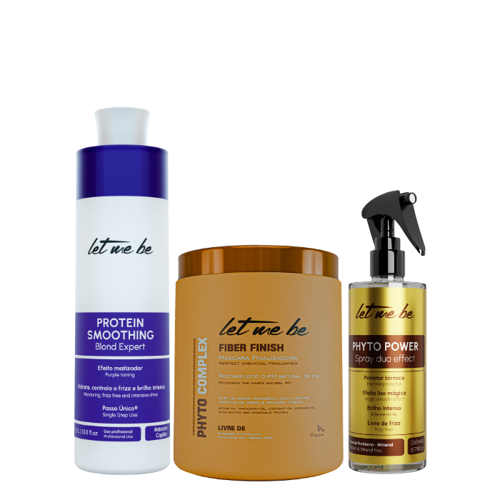 Lissage Protein Smoothing Blond Expert | 1L + Masque de Finition Phyto Complex Fiber Finish | 1kg + Spray Phyto Power | 260ml