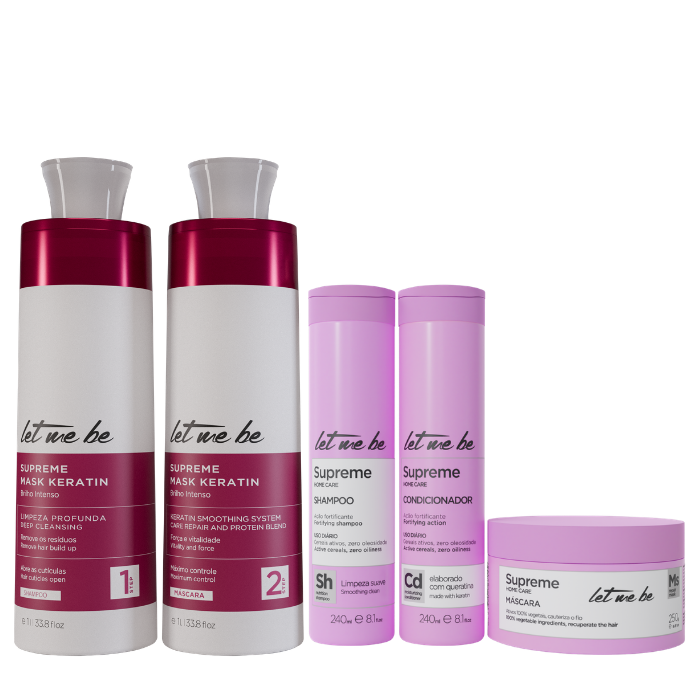 Kit de lissage suprême kératine | 2x1l + Kit suprême de soins à domicile | Post-progressif
