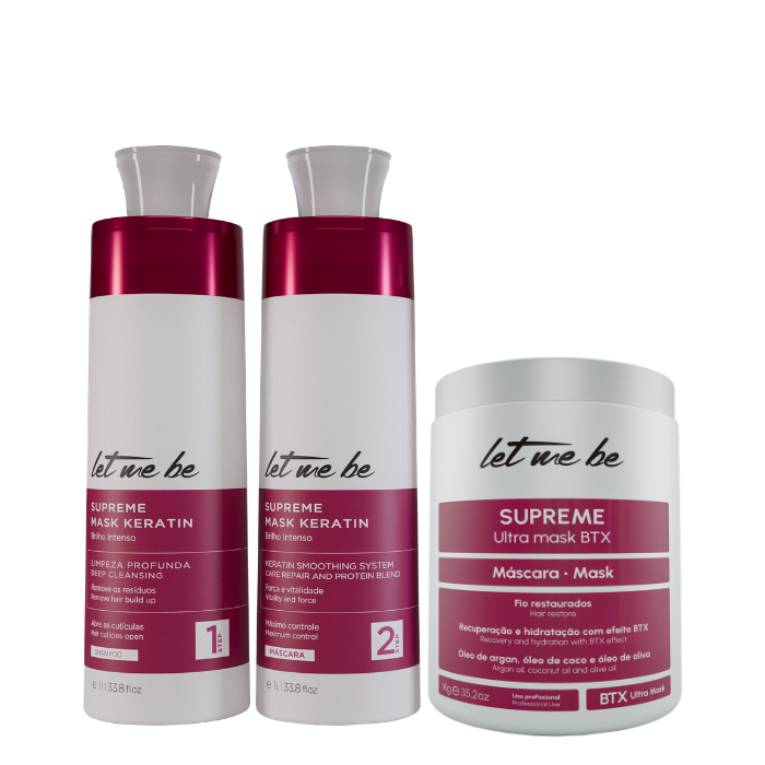 Kit de lissage suprême kératine | 2x1l + btx suprême ultra masque | 1 kg