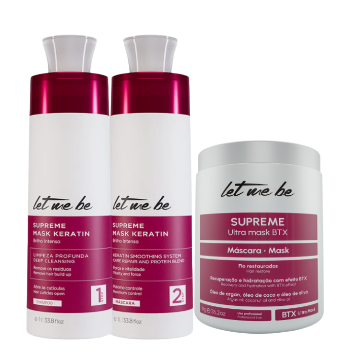 Kit de lissage suprême kératine | 2x1l + btx suprême ultra masque | 1 kg