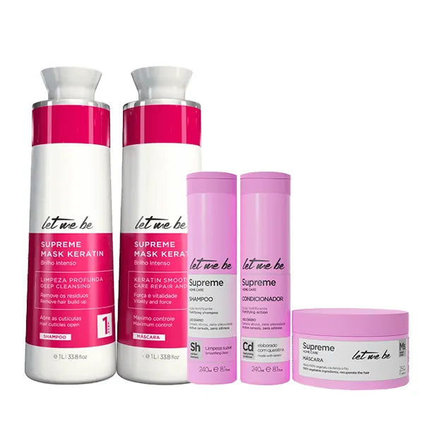 Kit Alisamento Supreme Mask Keratin | 2x1L + Kit Supreme Home Care | Pós-Progressiva