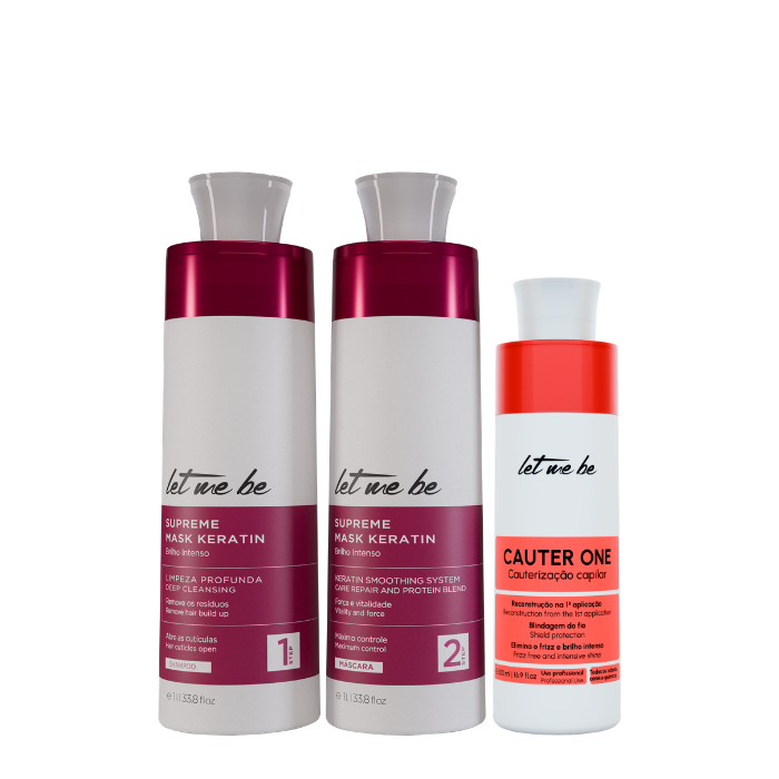 Kit de lissage suprême kératine | 2x1l + cautérisation Cauter One - Laissez-moi être | 500 ml